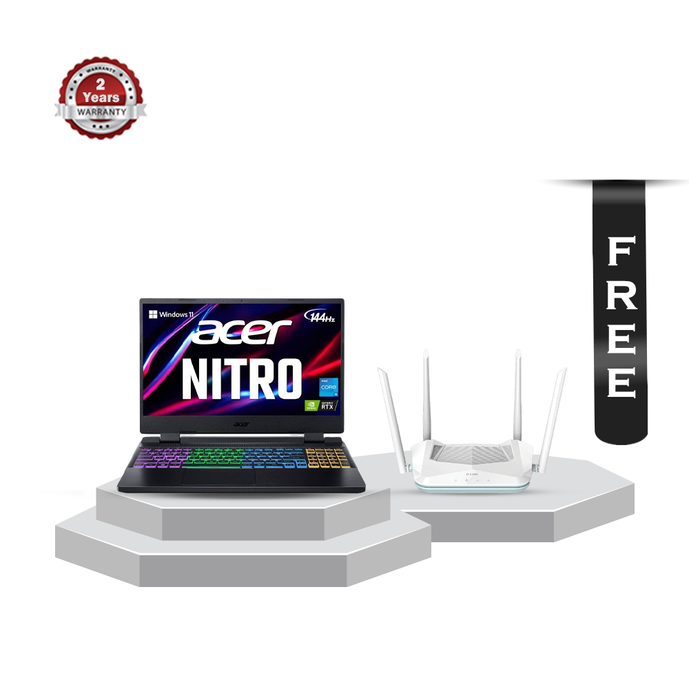 ACER NITRO 5 AN515-58-79MU Intel 12th Gen Core I7-12700H - 1TB HDD - 512GB NVME - FHD IPS 144HZ Gaming Laptop With Free D-Link R15 Router