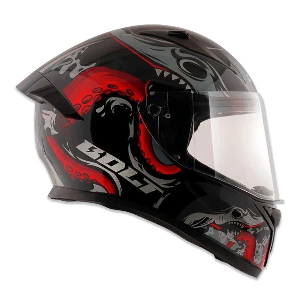 Vega Bolt Octopus Full Face Helmet - Black and Red