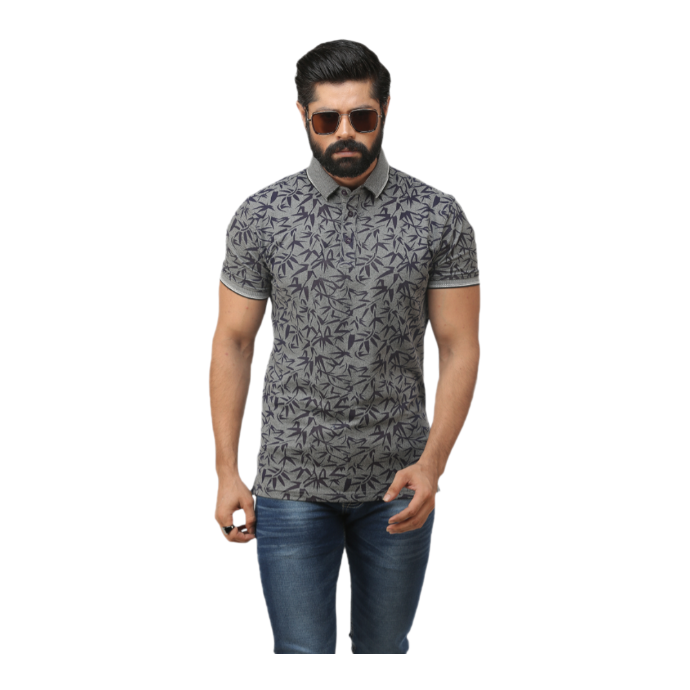Cotton Half Sleeve Polo T-Shirt For Men - Ash - p1009