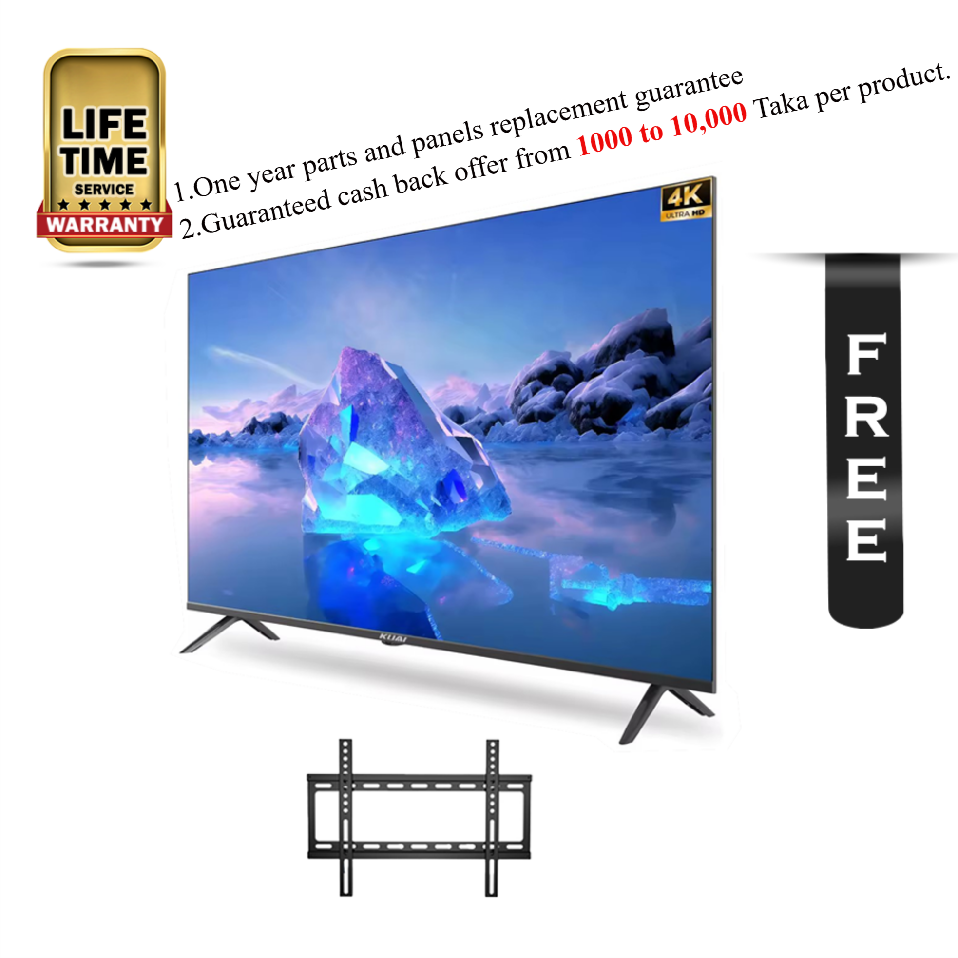 Osaka 65F2 Orginal 4K UHD Google Assistant Smart TV - 65 Inch With Free TV Wall Mount Bracket