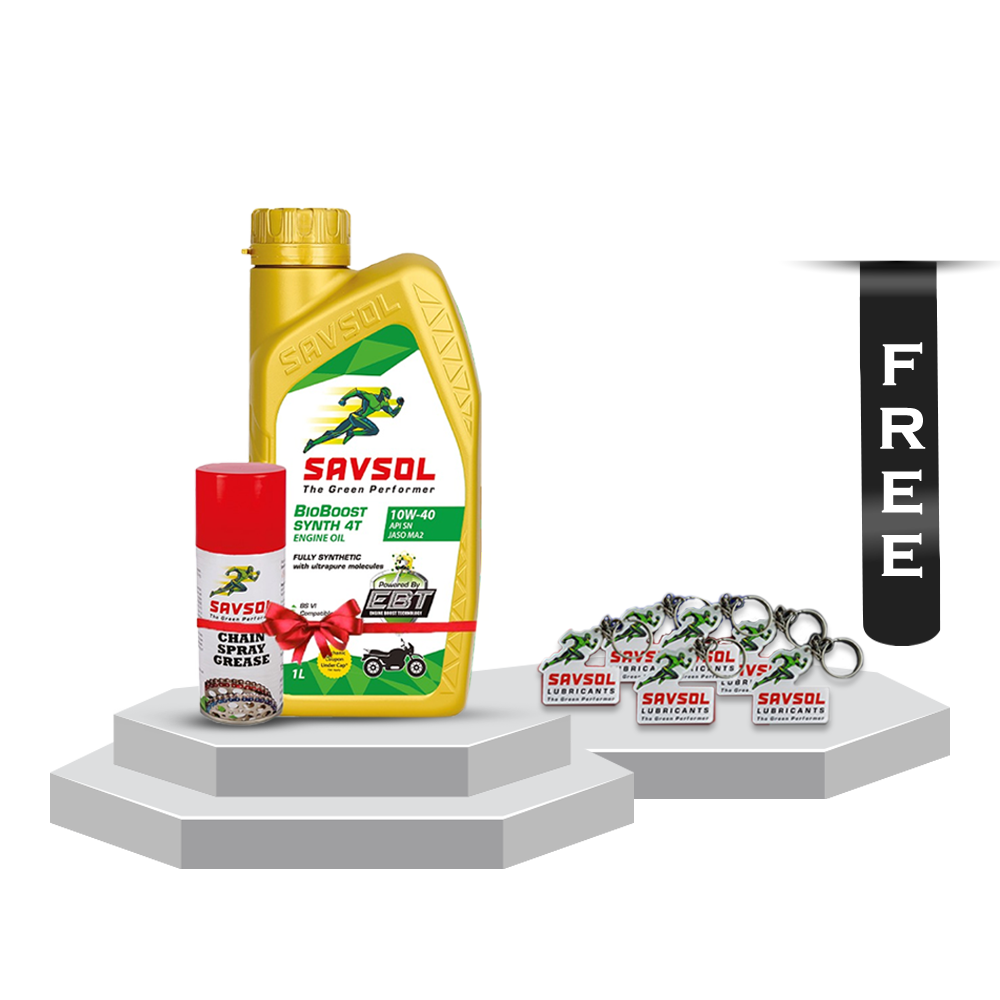 Savsol Bioboost Synth 4T 10W-40 With Free Savsol Chain Spray Grease And Key Ring