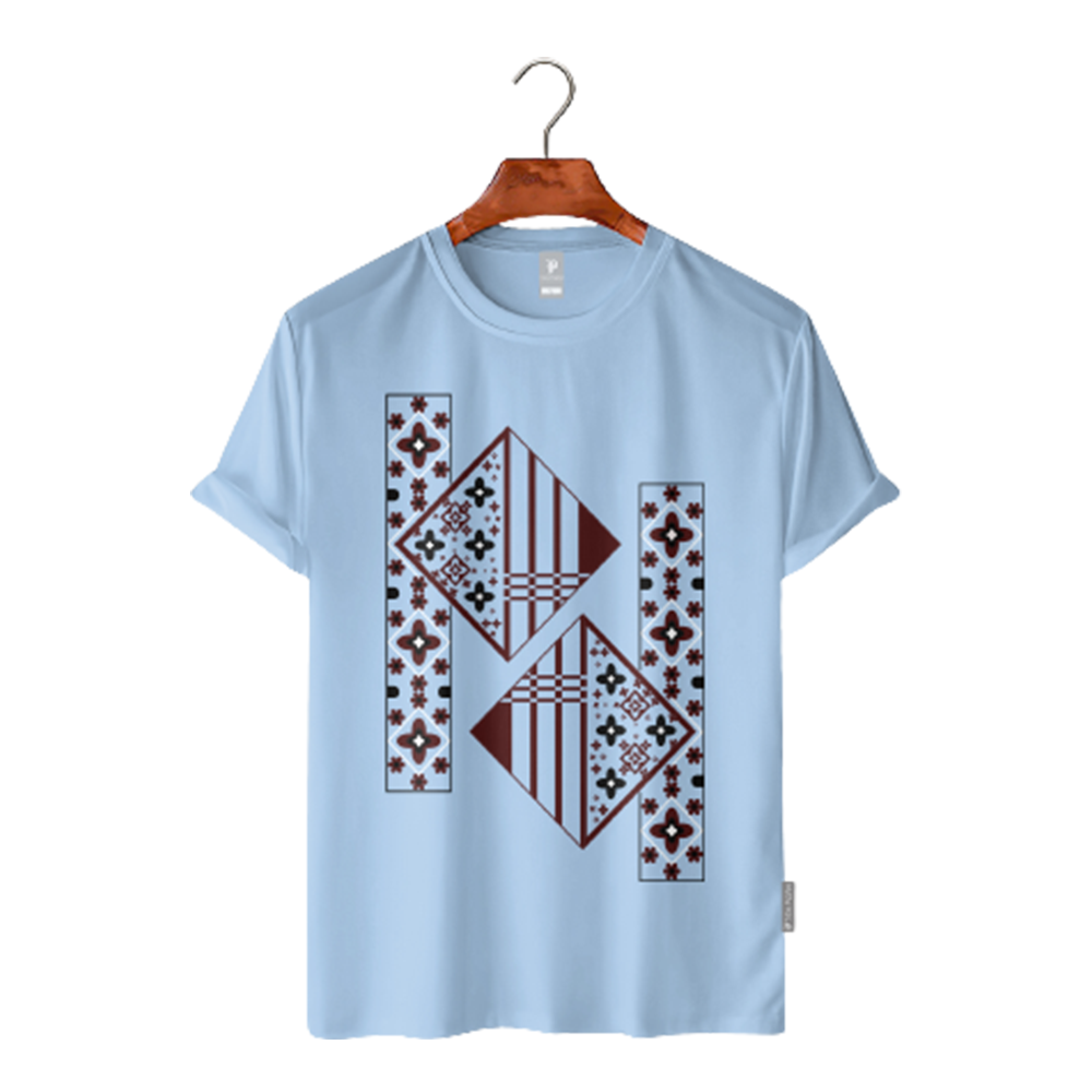 Cotton Half Sleeve T-Shirt For Men - Sky Blue - TS-09