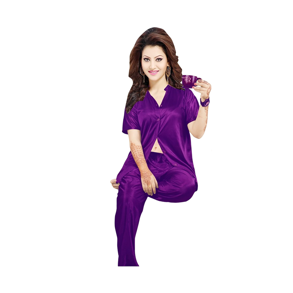 SUPERTRENDY 202-01 Short Sleeve Shirt and Pant Nightwear - Violet