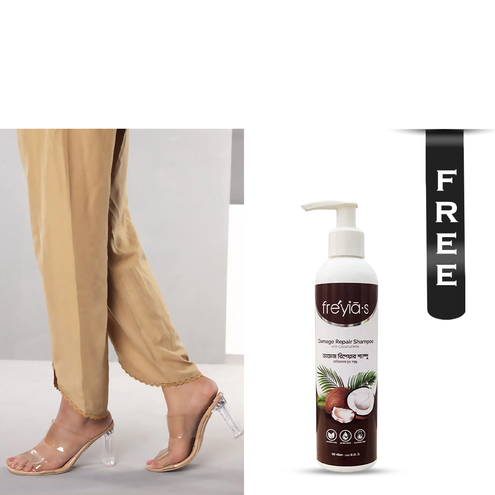 Buy Showstopper Cashmilon Fabric Tulip Pant for Women - P01 - Beige and Get Freyias Damage Repair Shampoo with Coconut Milk - 220ml Free