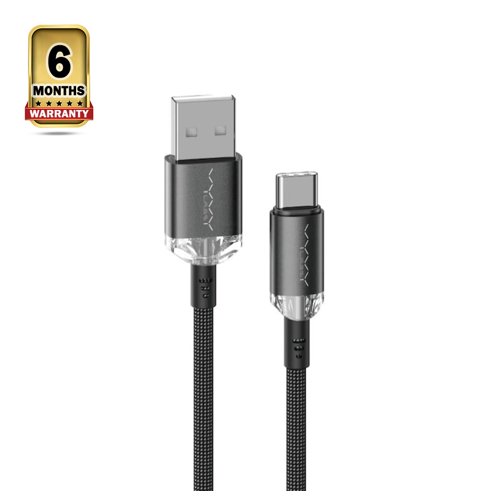 Vyvylabs VCSUC-02 Crystal Series USB to Type-C 3A Fast Charging Data Cable - 1M - Black