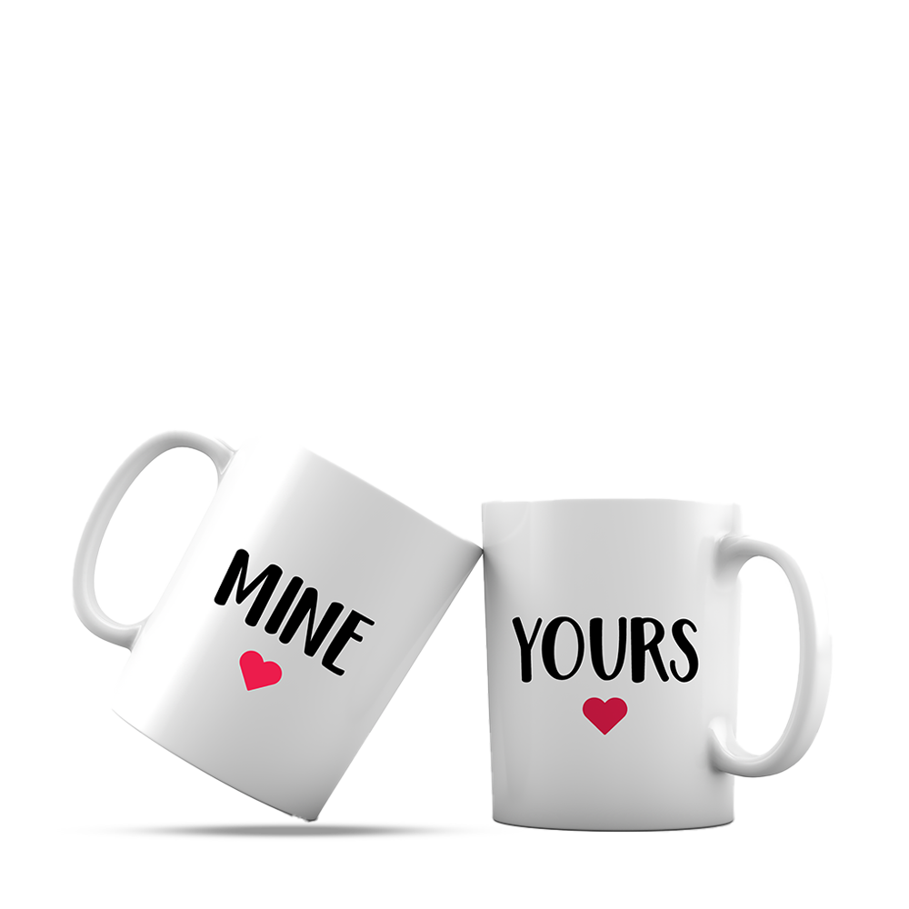 Valentine's Day Wishes Pattern Ceramic Couple Coffee Mug - White - VM013