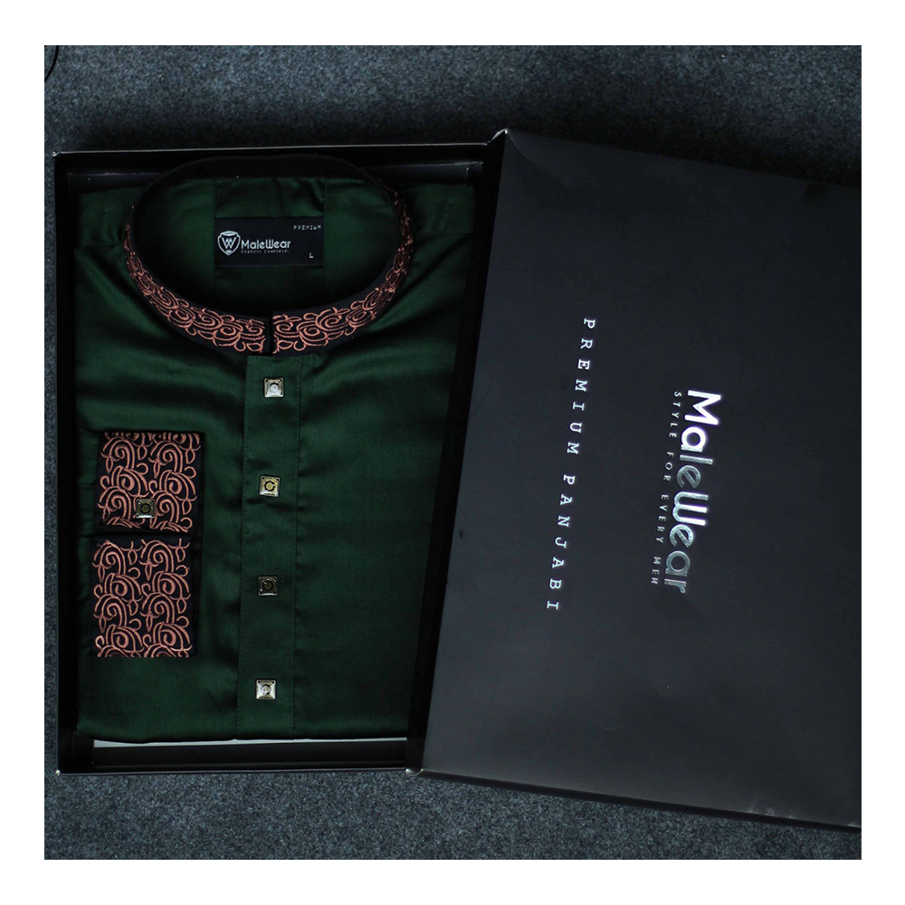 MaleWear Premium Cotton Panjabi for Men - Green - TW - 38