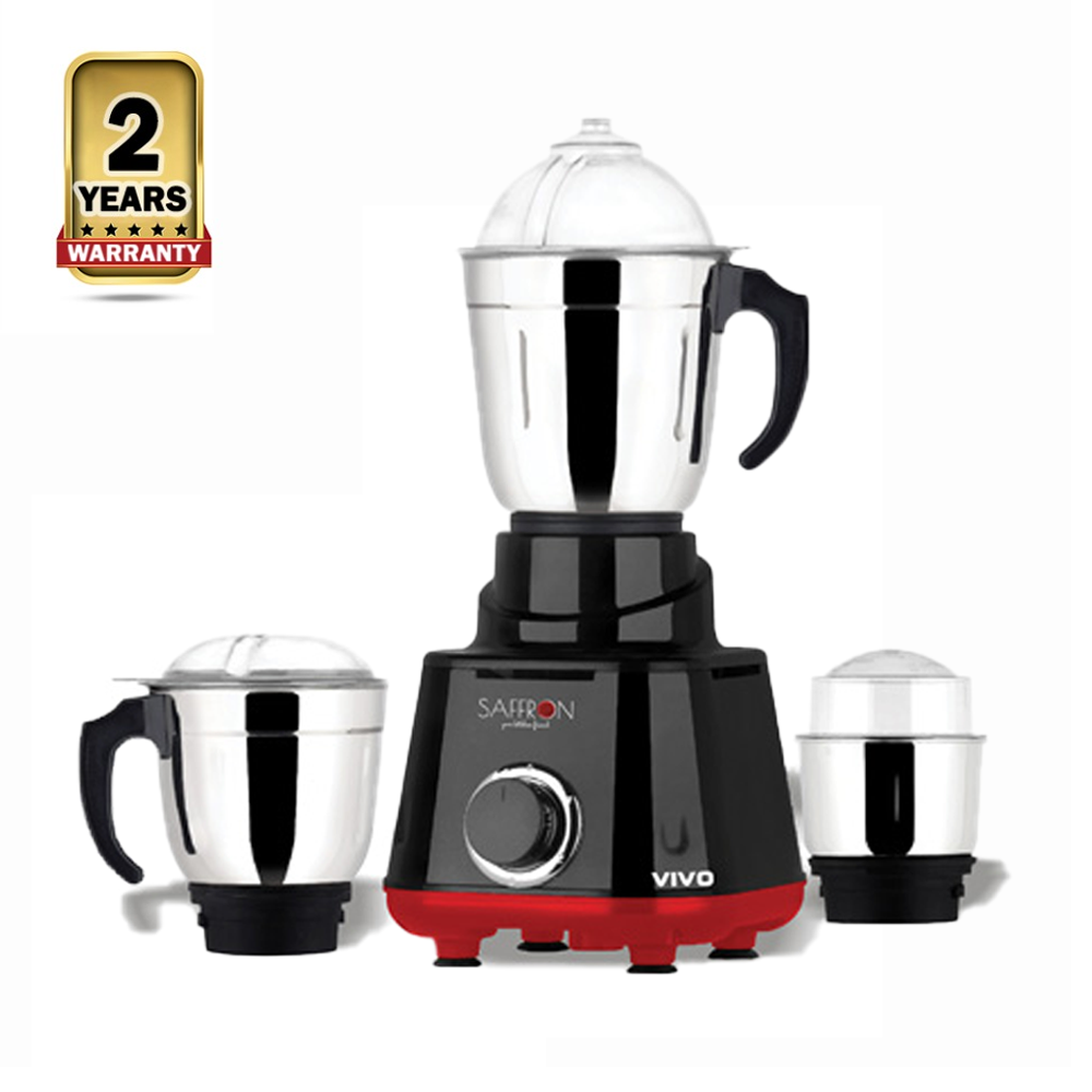 Saffron Vivo Steel Juicer Mixer Grinder With 3 Jars - Metallic Black