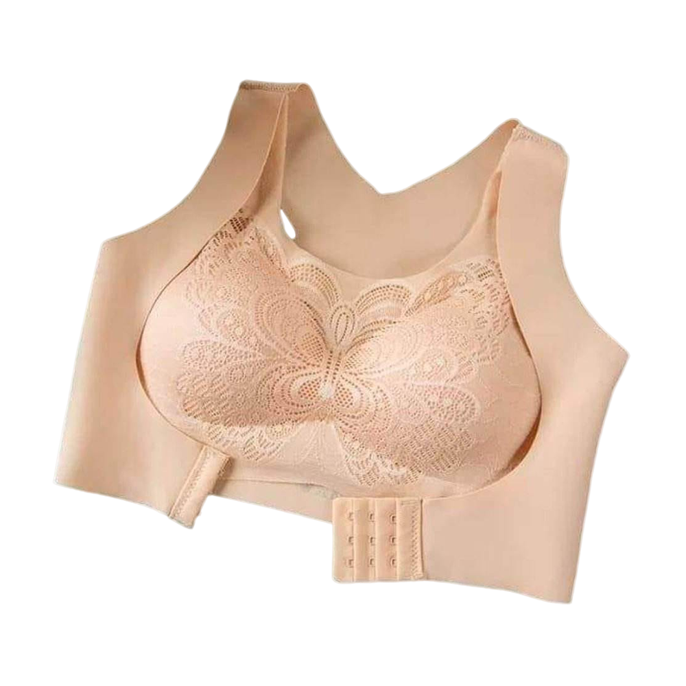Slim Fit Body Shaper Peacock Breast Support Double Side Bra Cream