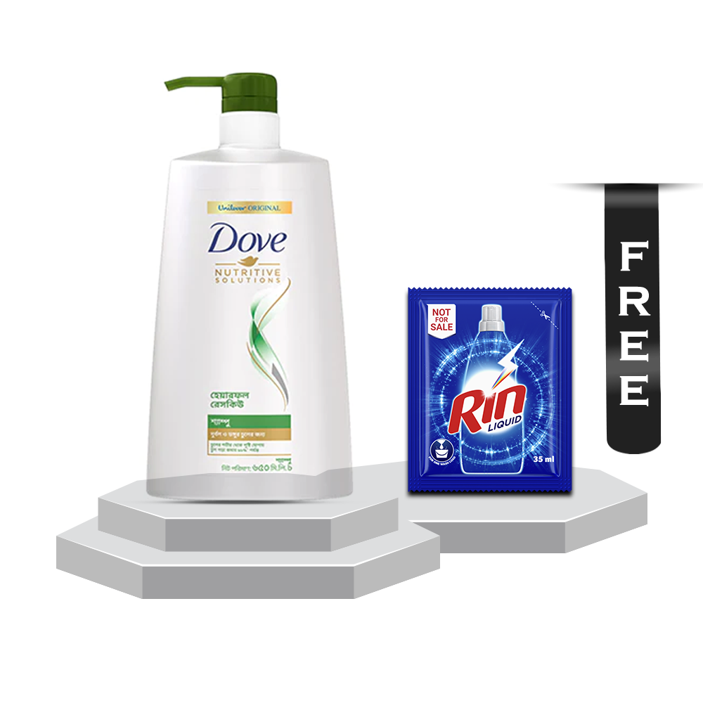 Dove Hairfall Rescue Shampoo 650ml With Rin Liquid 35ml Free