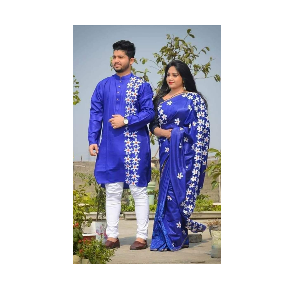 Gorgeous Half Silk Saree and Dhupian Silk Panjabi For Couple Set - BAN026