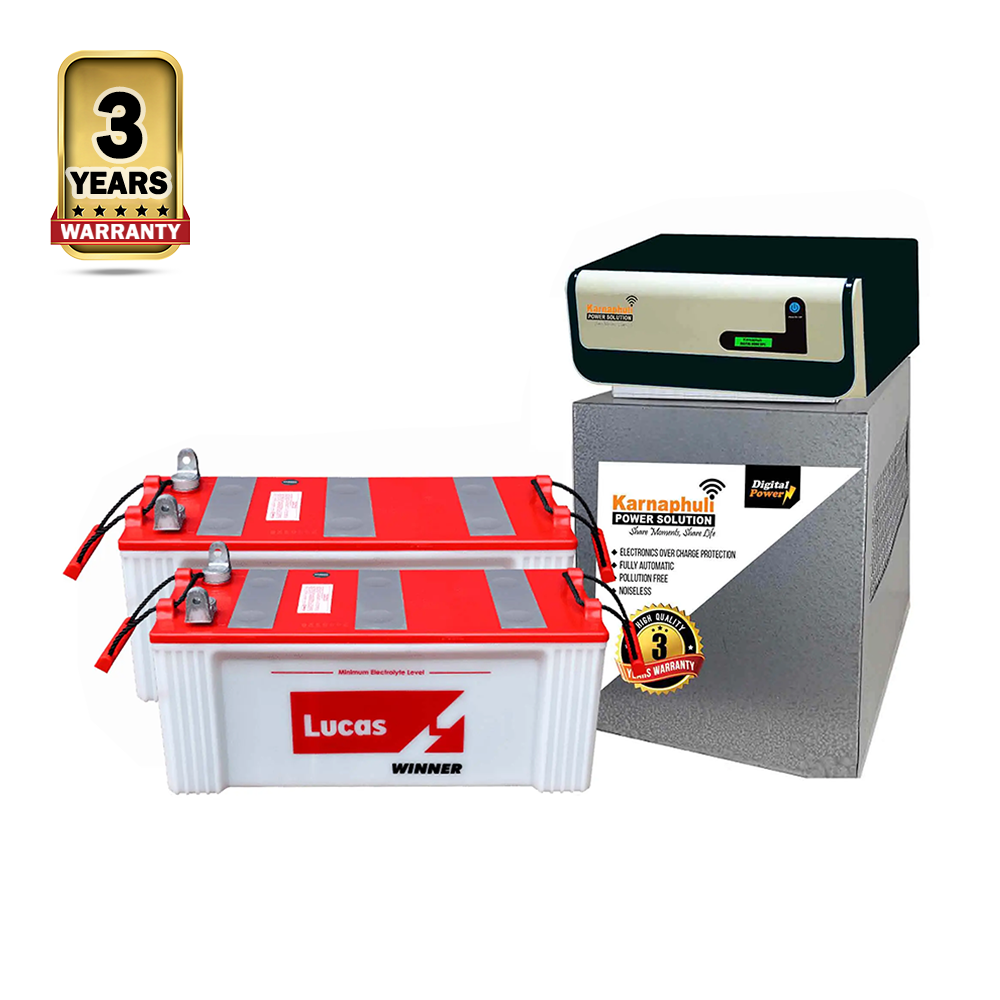 Karnaphuli Digital UPS IPS - 2500 VA - 2000 Watt - 24 Volt With Lucas 2 x 200 ah - Full Package
