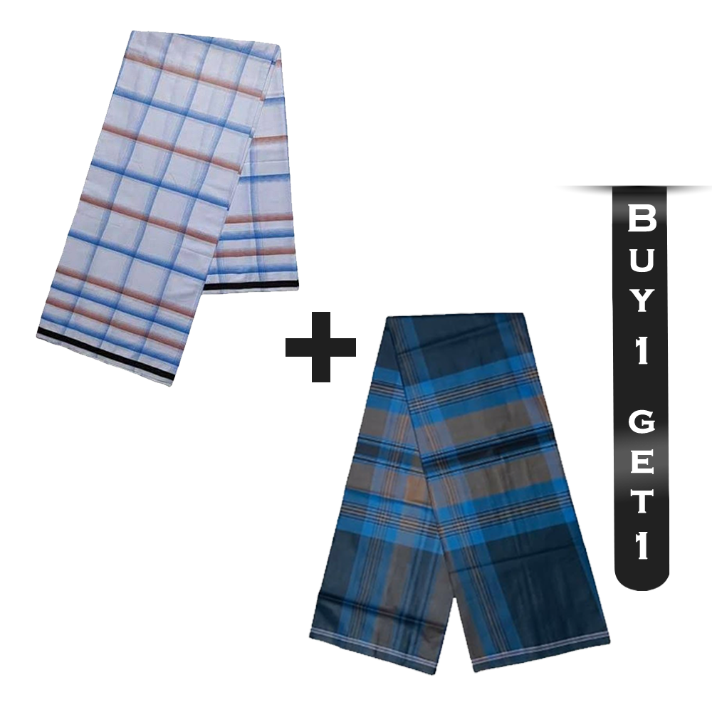 Buy 1 Get 1 Cotton Lungi for Men - Multicolor