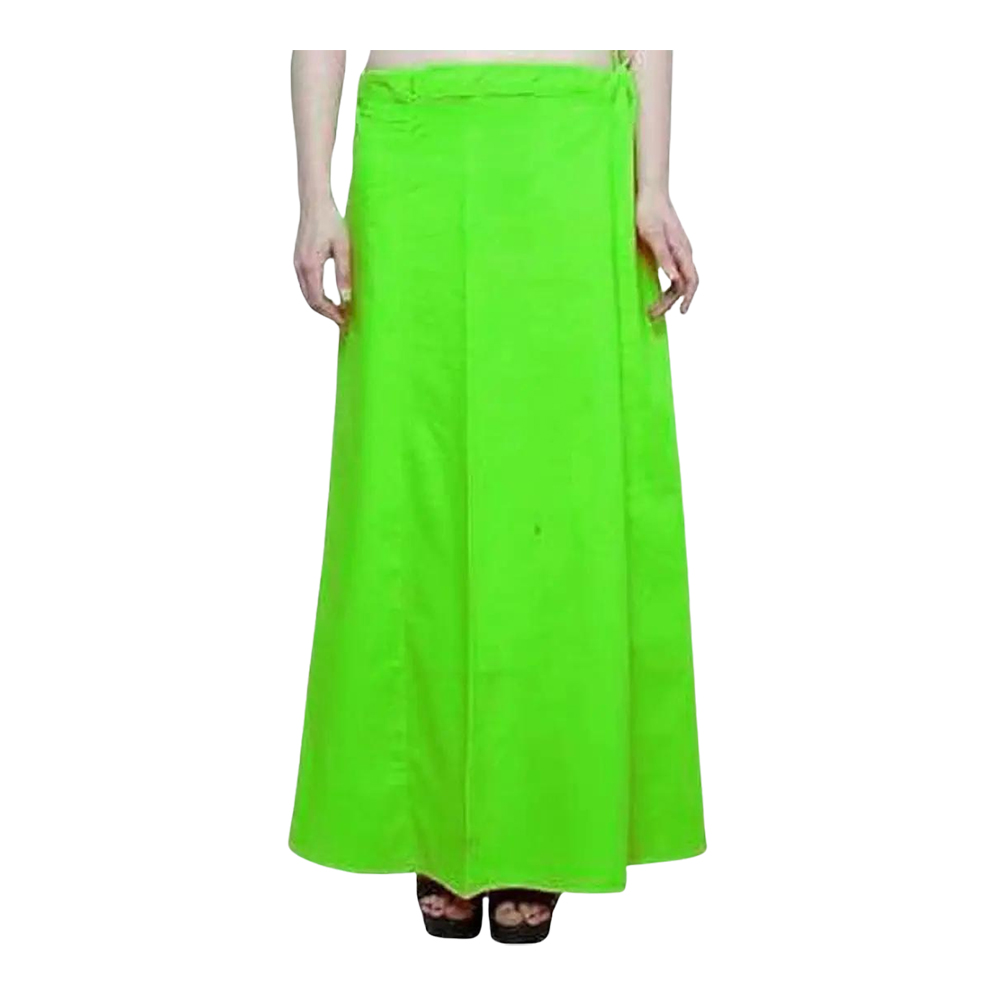 Cotton Saree Petticoat for Women - Parrot Green - XL