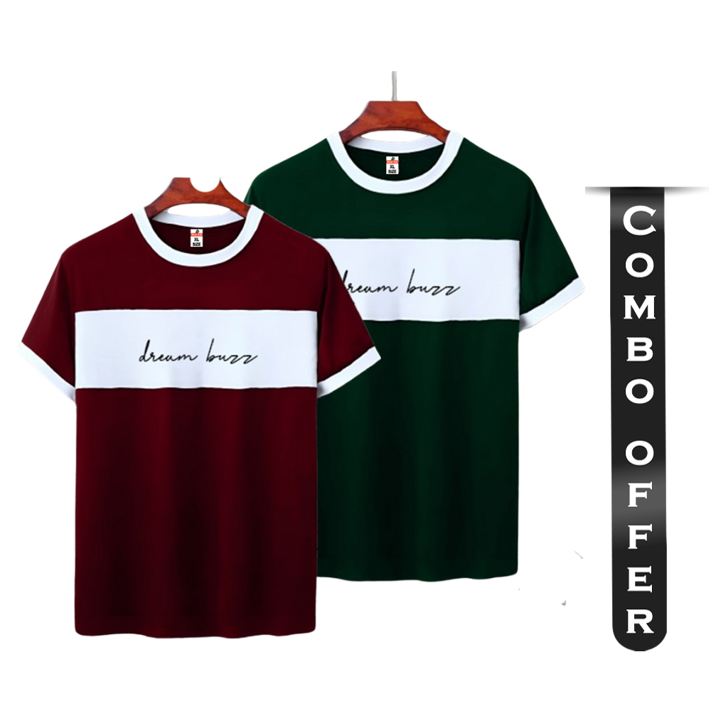 Combo Of Cotton Half Sleeve T-Shirt For Men - Red and Green - 1118