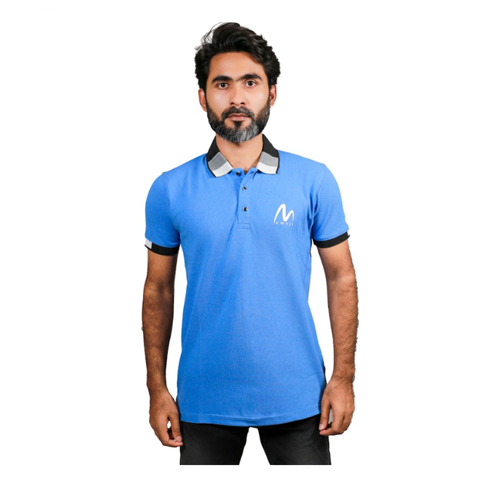 Cotton Half Sleeve Polo For Men - Blue