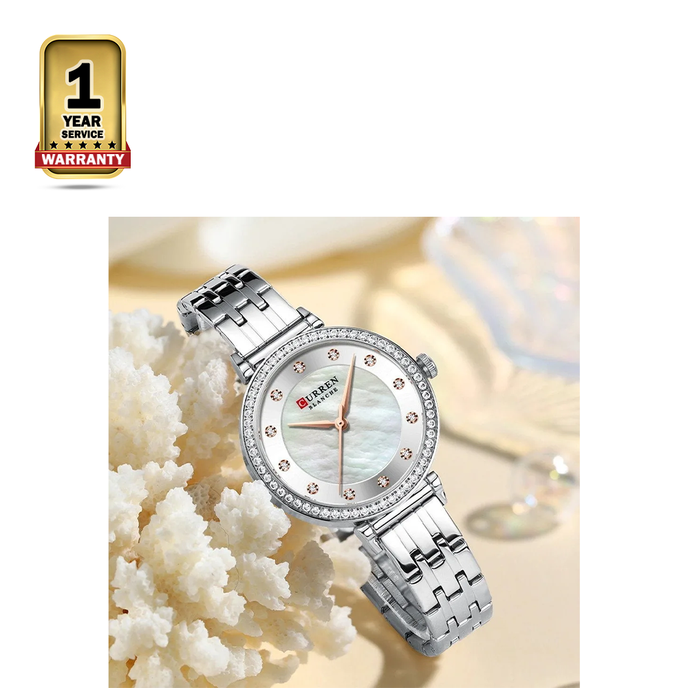 Curren 9087 Stainless Steel Quartz Wrist Watch For Women - Silver