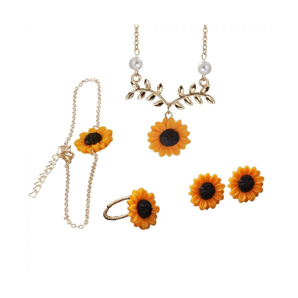 Sunflower Necklace Set Multicolor