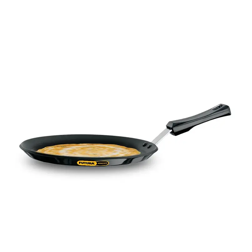 Futura Hard Anodised Flat Tawa With Plastic Handle - 26 Cm - Black