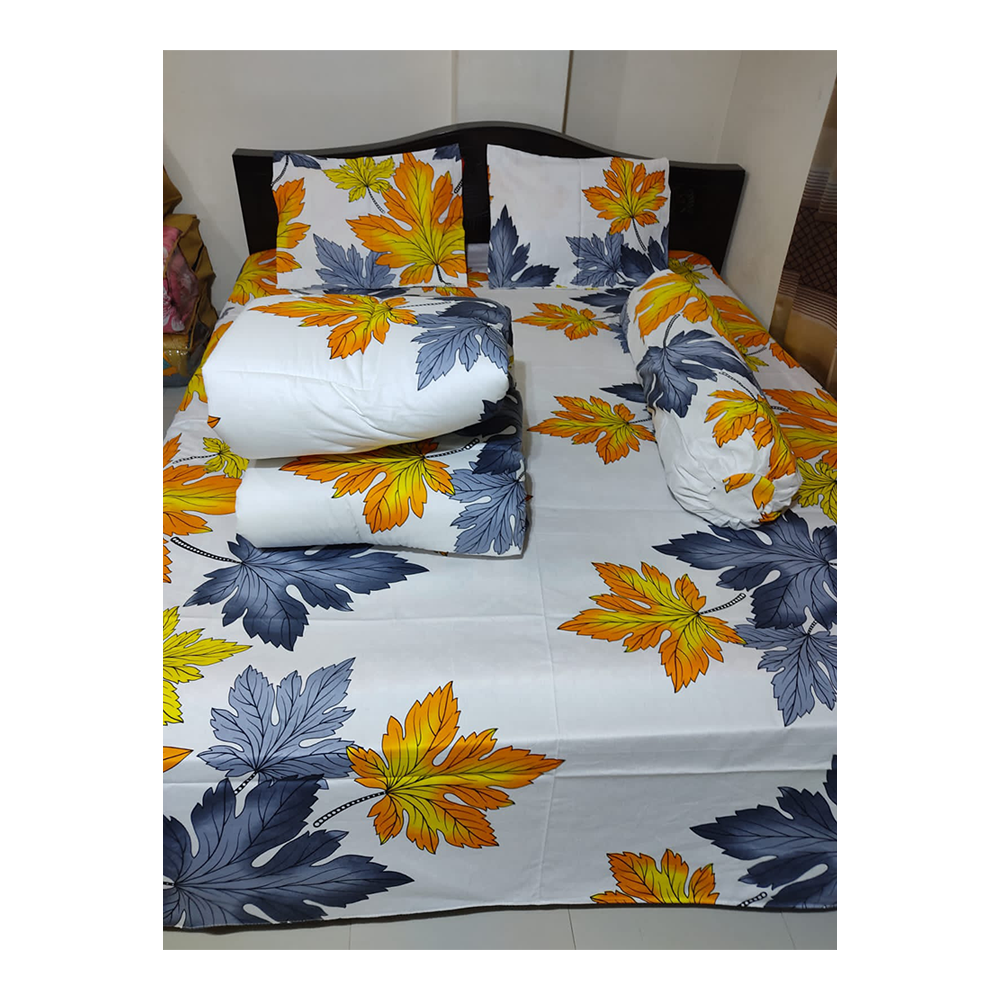 Twill Cotton King Size Five In One Comforter Set - Multicolor - CFS-114