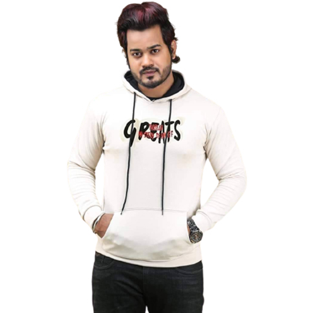 Cotton Hoodie For Men - White - H-183