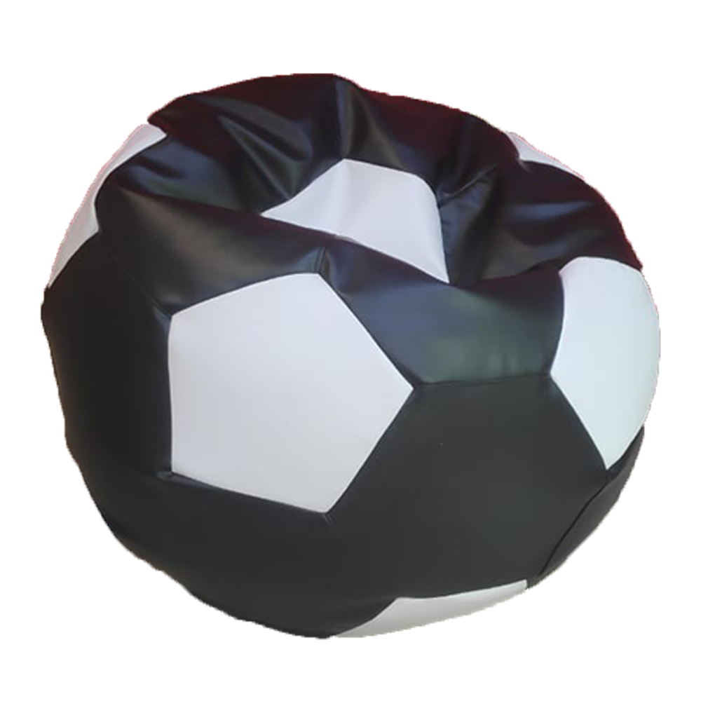Leather Football Shape Bean Bag - XXL - Black and White - AFL2BW