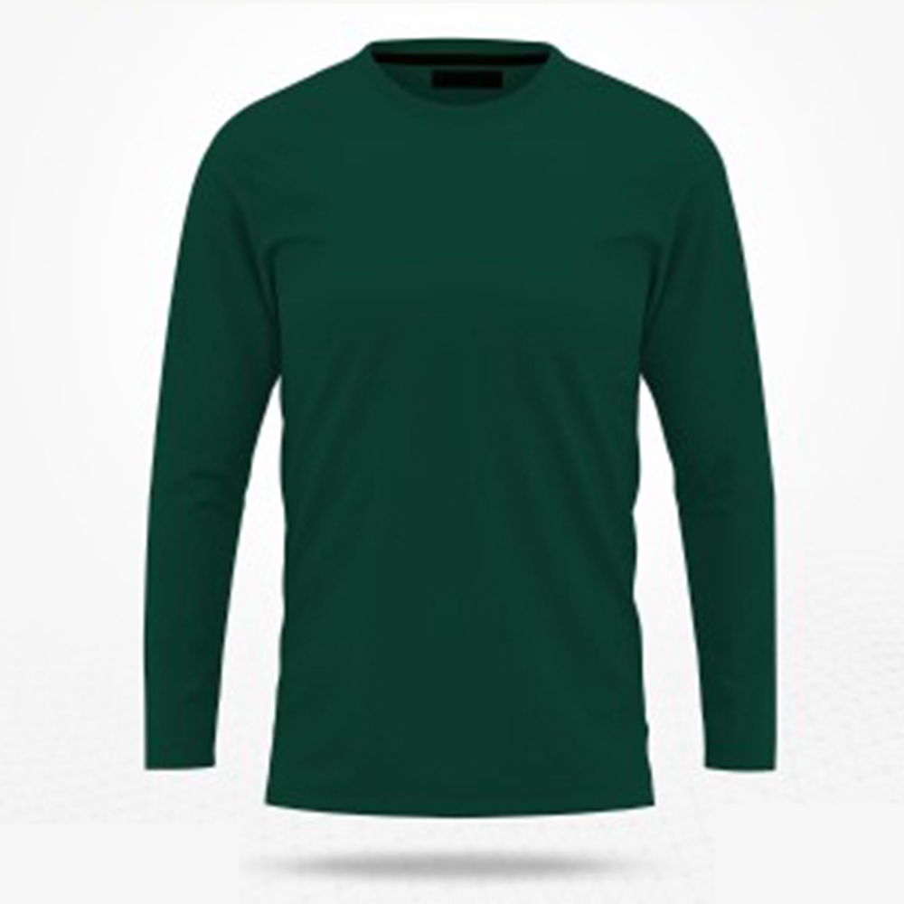 Cotton Full Sleeve Solid T-Shirt For Men - Green