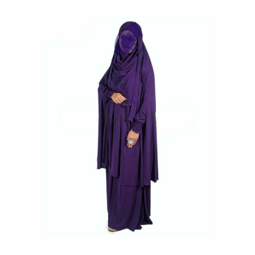 Cherry Khimar With Skirt For Women - Deep Purple