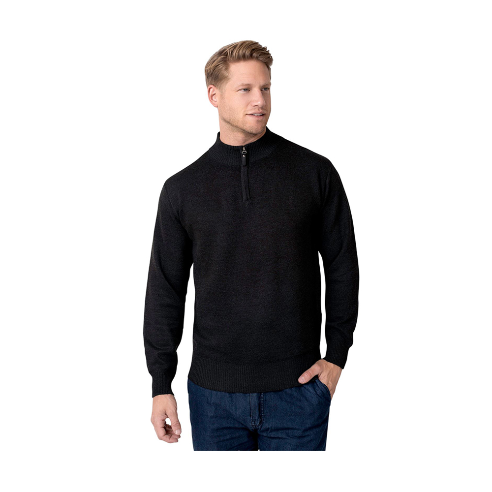 Woolen Fashionable Full Sleeve High Neck Zipper Jumper For Men - J-30 - Black