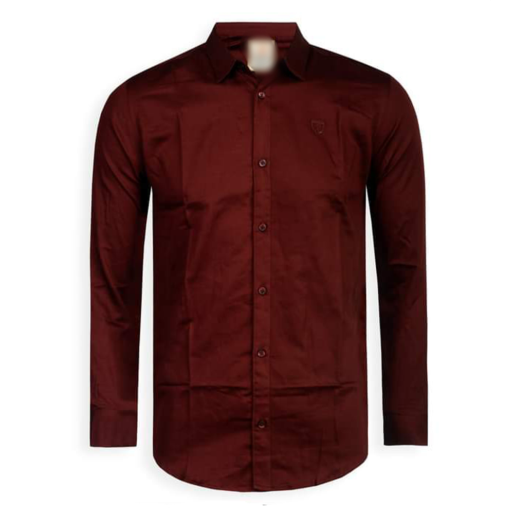 Cotton Full Sleeve Formal Shirt for Men - Maroon - S-10