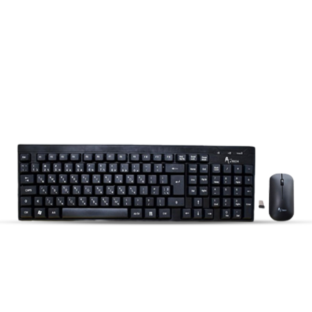 A.Tech RFCOMBO8003-171 Wireless Keyboard and Mouse - Black