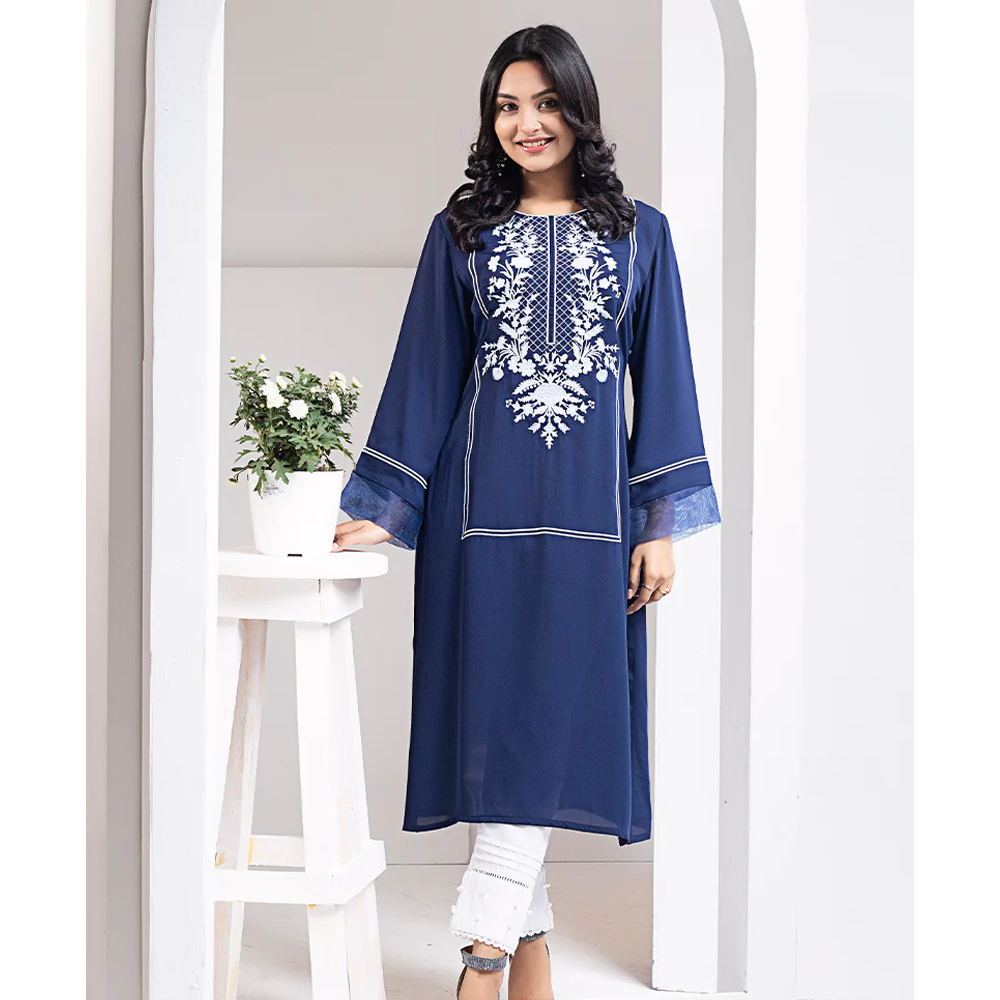 Cherry Georgette Kurti for Women - Dark Navy Blue - 1222-000092