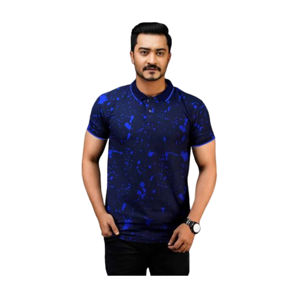 PK Cotton Half Sleeve Polo Shirt For Men - Royal Blue - PT-138