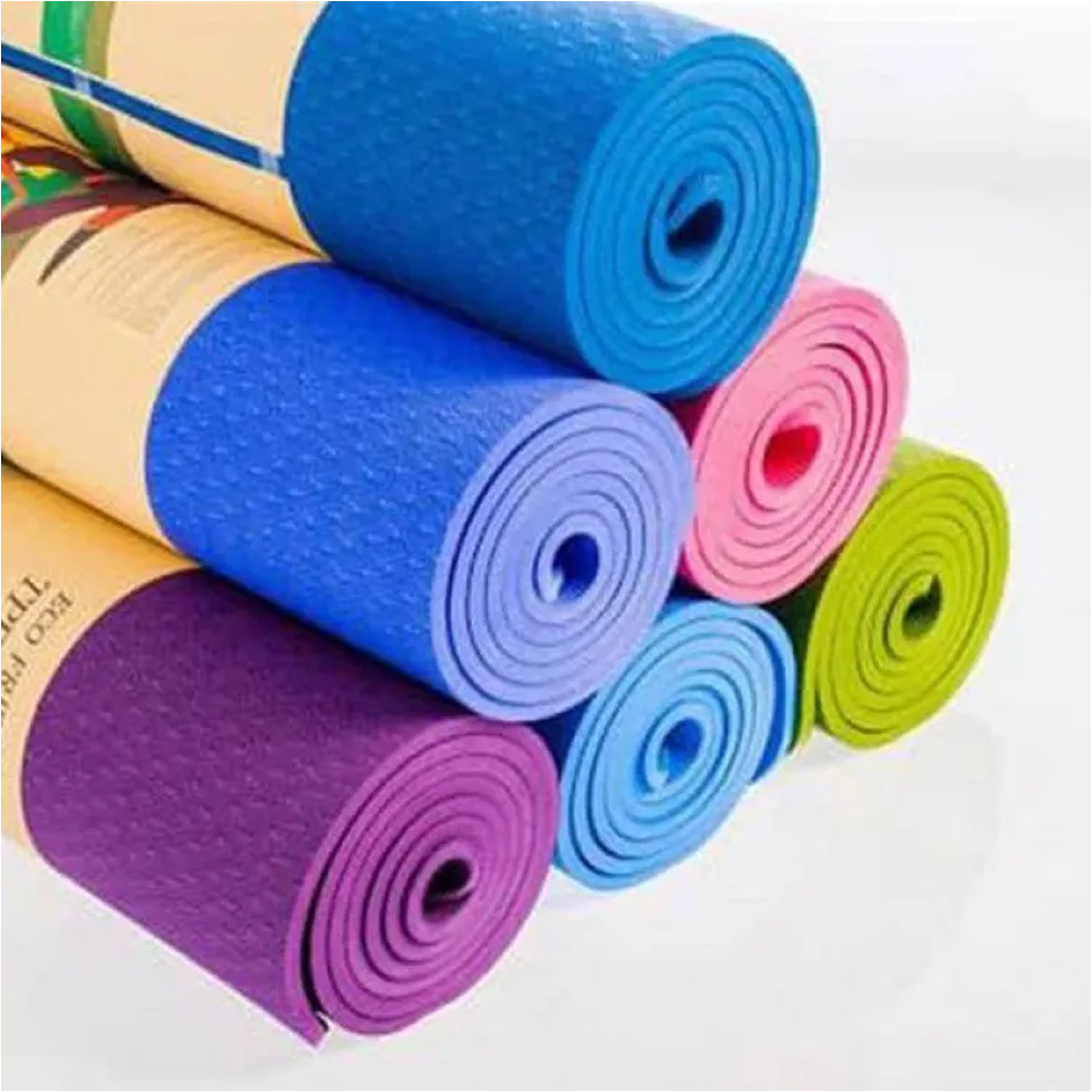 Portable Rubber Yoga Mat - 8mm - 3 Feet x 6 Feet - Multicolor