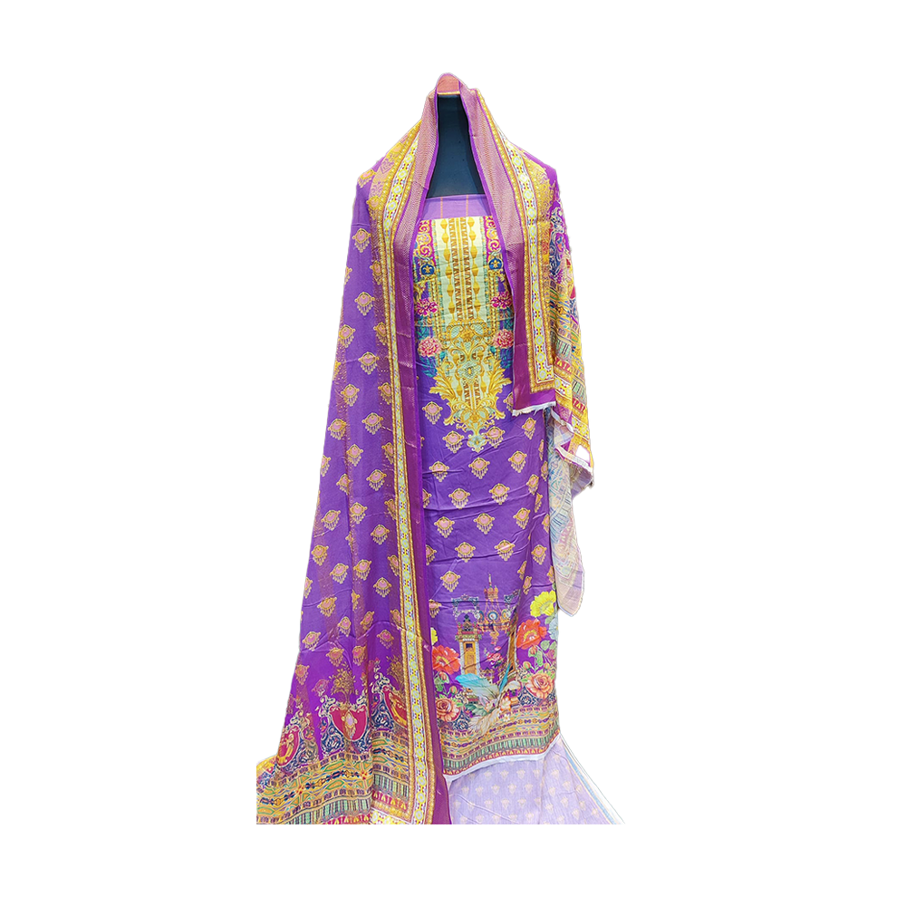 Proud PL-SL00054 Unstiched Cotton Computer Digital Print Lawn Salwar Kameez For Women - Purple