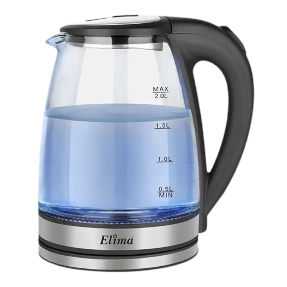 Elima EMK-222G Cordless Electric Glass Kettle - 2 Liter - Black