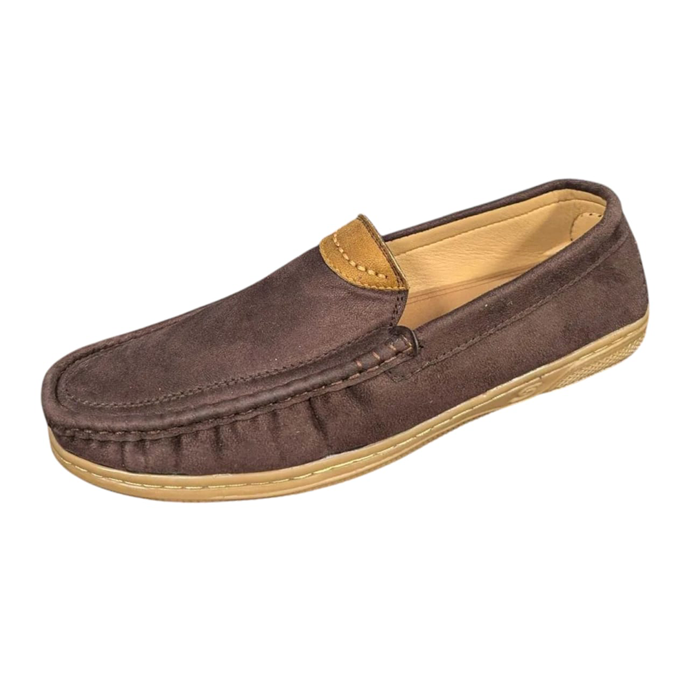 Kites Suede Leather Loafer Shoes For Men - Chocolate - 114