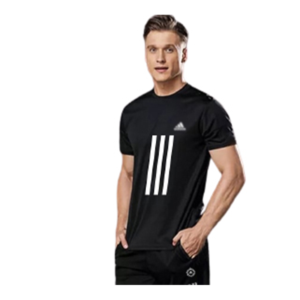 PP Jersey Half Sleeve T-shirt For Men - Black - PP-13