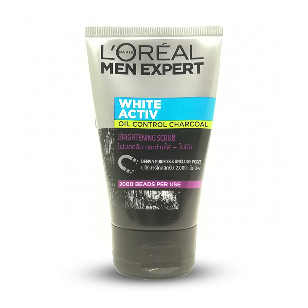 L'oreal Men Expert White Active Oil Control Chrcol Brightening Scrub - 100ml