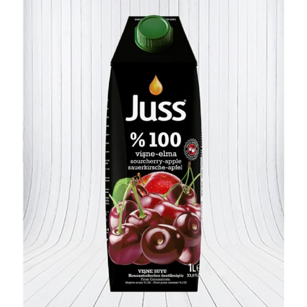 Juss 100 Percent Sour Cherry and Apple Juice - 1 Liter