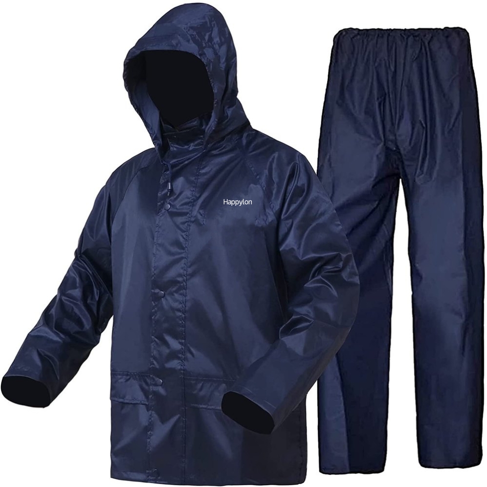 Happylon PVC Waterproof Jacket Set For Bikers - Deep Blue