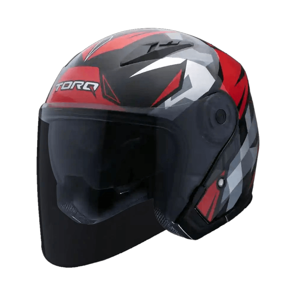 Torq Atom Half Face Helmet - Red and Black 