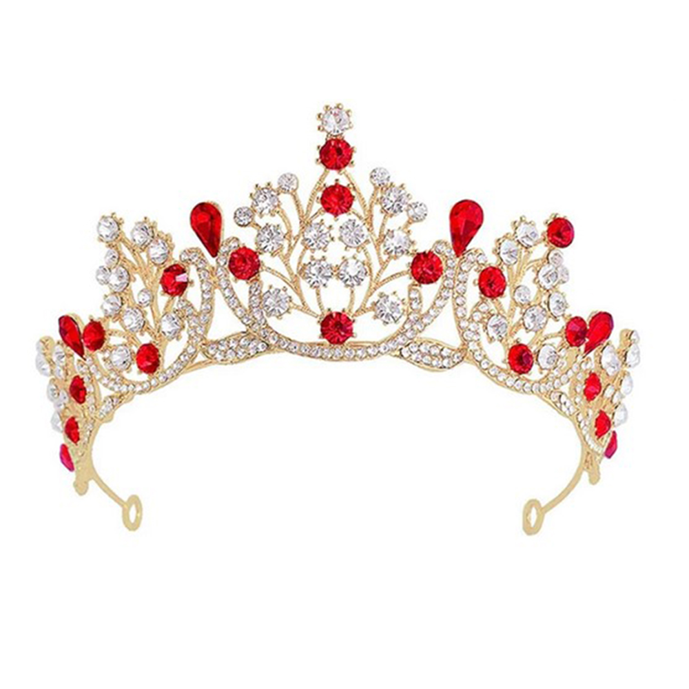 Alloy Handmade Rhinestone Crown For Girls - CDRSC01 - 15X11Cm - Red and Silver