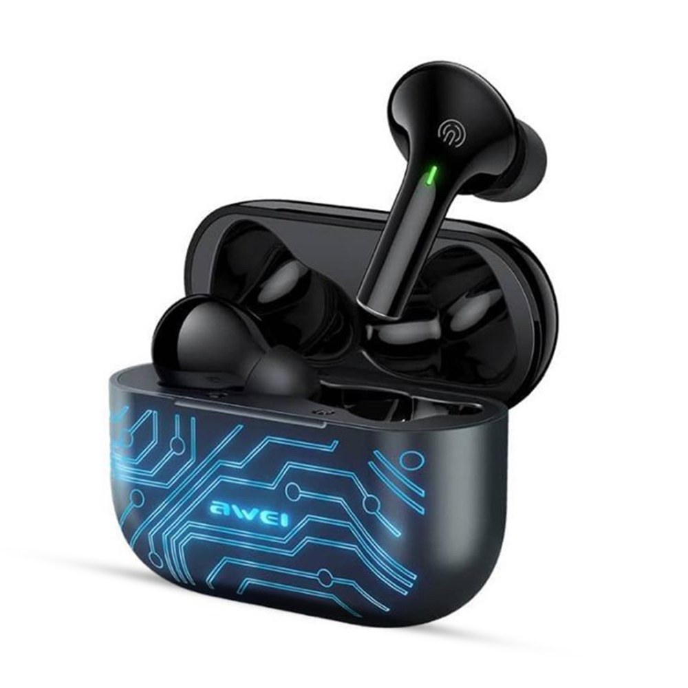 Awei T29 Pro True Wireless Gaming Earbuds - Black Circuit Pattern