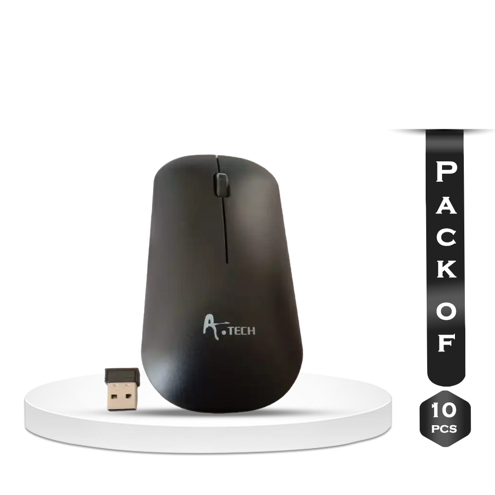 Pack of 10 Pcs A.tech RFOP 171 Wireless Mouse - Black