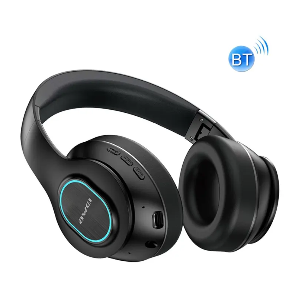 Awei A100BL Wireless Headphone With LED Lighting - Black