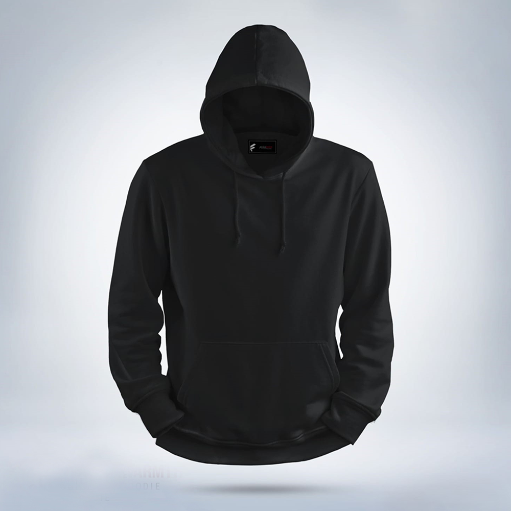 Fleece Cotton Solid Winter Hoodie For Men - Black