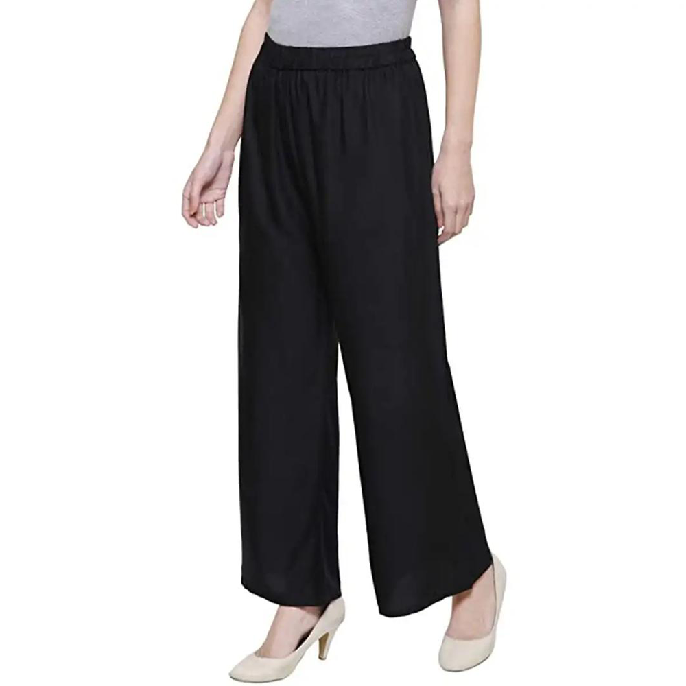 Celly Cotton Stitch Palazzo Pant for Women - Black - TP-01