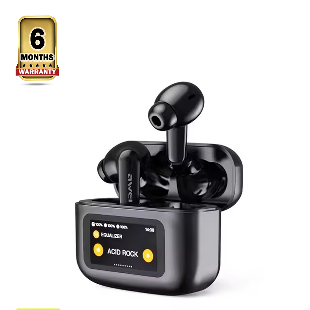 Awei T56 ANC Earbuds With LED Display Wireless Earbuds - Black