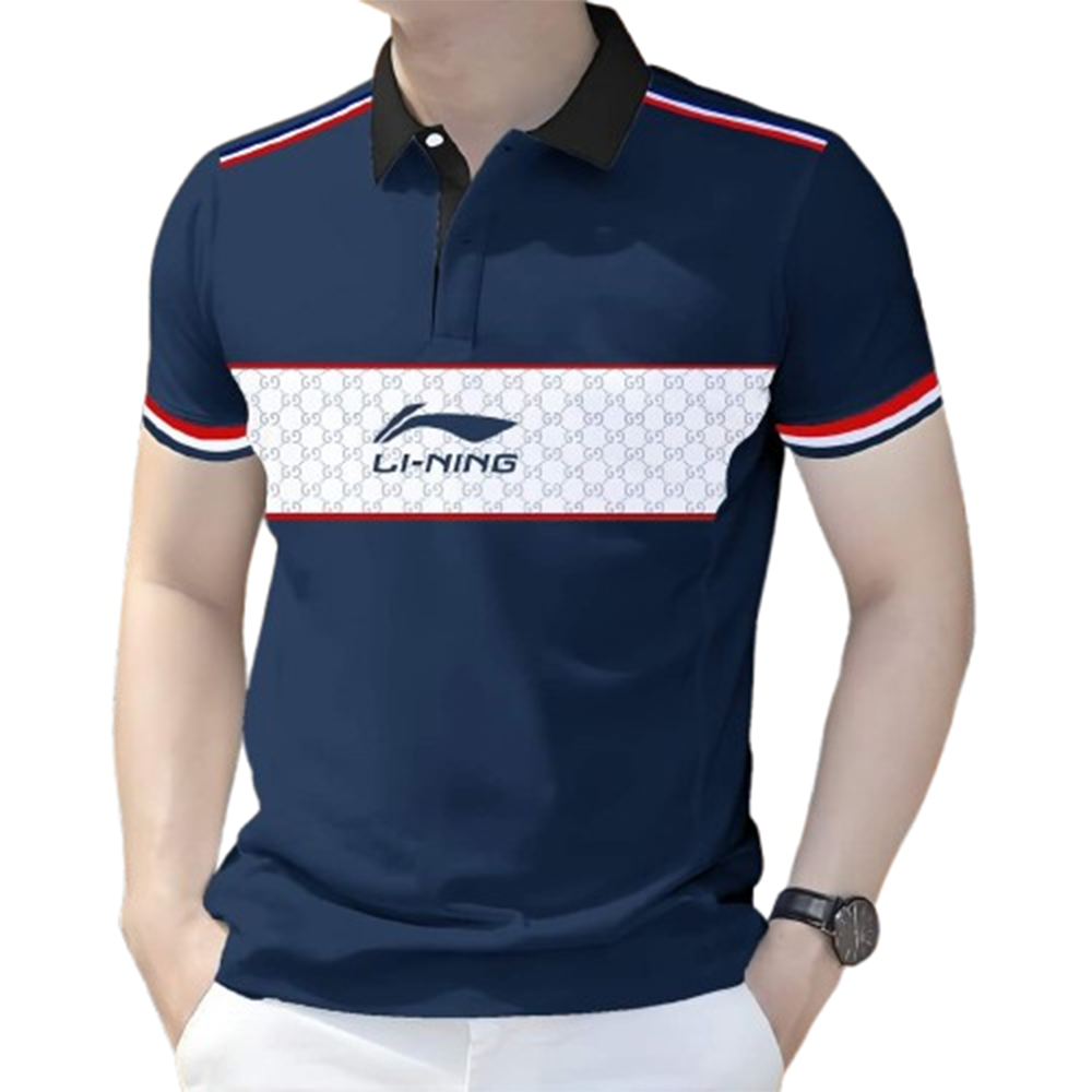 PK Cotton Polo Shirt For Men - Navy Blue and White - PT-319